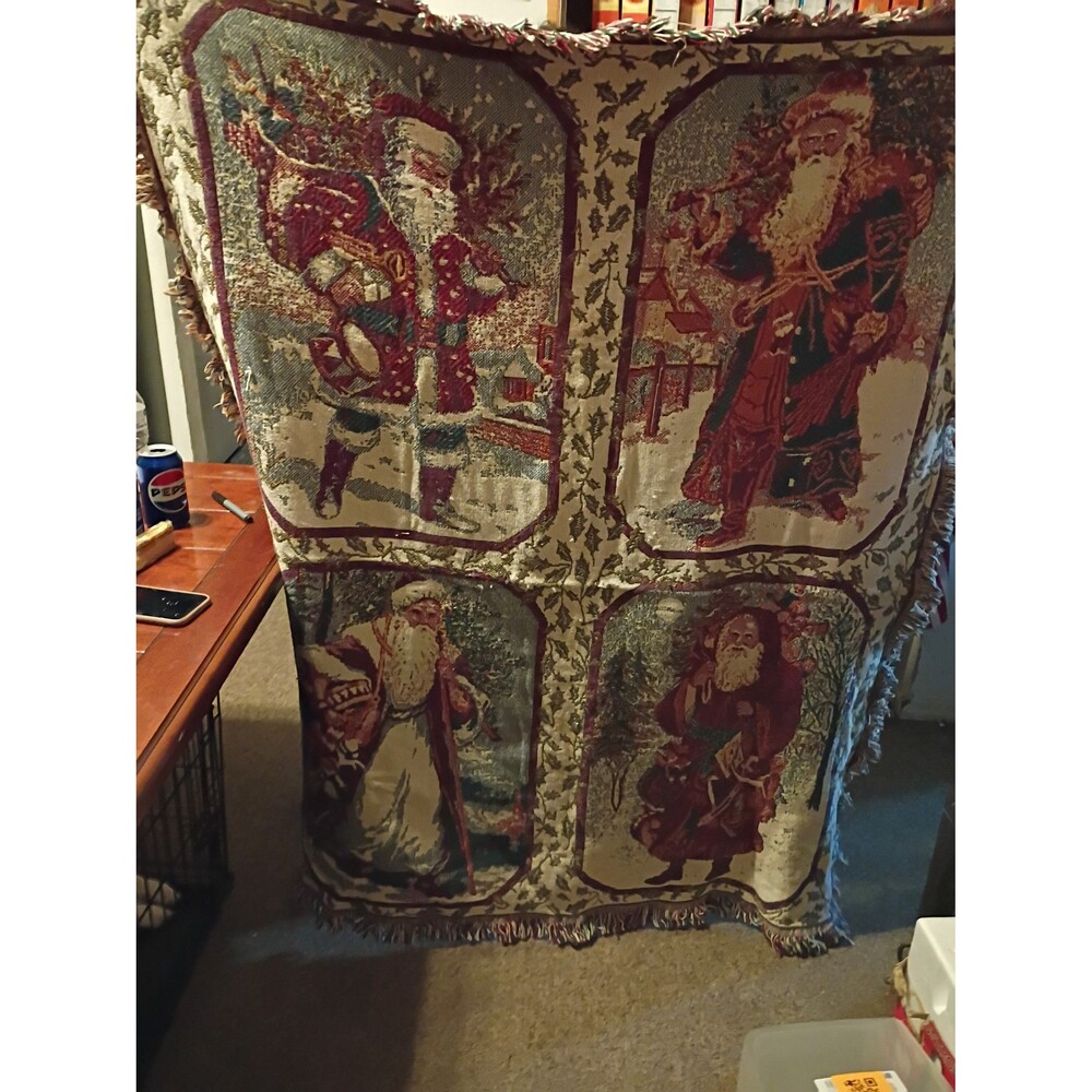 Santa Claus Christmas blanket with cute fringe-055c